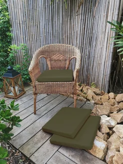 Galette de chaise carré Easy for life vert kaki L.40 x l.40 cm