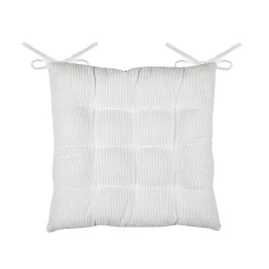 Galette de chaise carrée en velours côtelé Ecru 38x38 cm