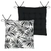 Galette de chaise carrée feuillage tropical en coton (38x38 cm - Ecru)