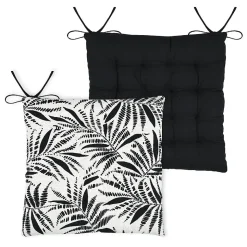 Galette de chaise carrée feuillage tropical en coton (38x38 cm - Ecru)