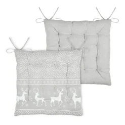 Galette de chaise cerf style montagne en coton (40x40 cm - Naturel)