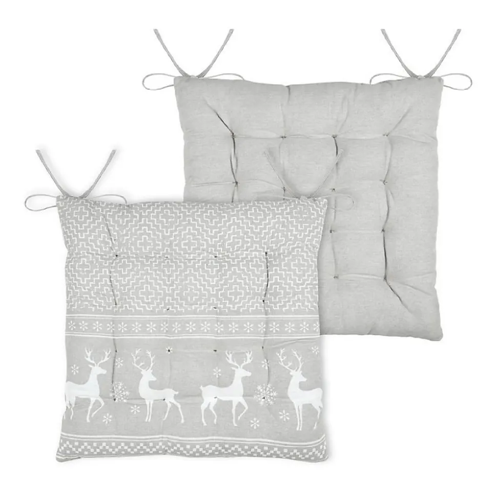 Galette de chaise cerf style montagne en coton (40x40 cm - Naturel)