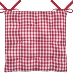 Galette de chaise double face à 9 points en polycoton (40x40 cm - Rouge)