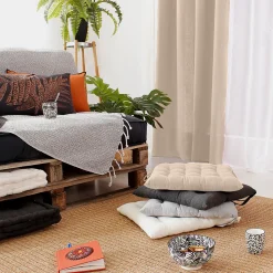 Galette de chaise en coton recyclé (38x38 cm - Gris clair)