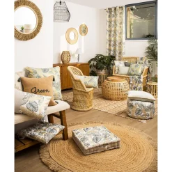 Galette de chaise en coton JUMANJI dos chambray 'Deko&co'