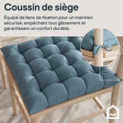 Galette de chaise en coton Hiva bleu L.45 x l.45cm GoodHome