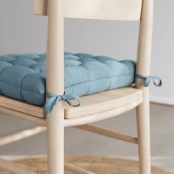 Galette de chaise en coton Hiva bleu L.45 x l.45cm GoodHome
