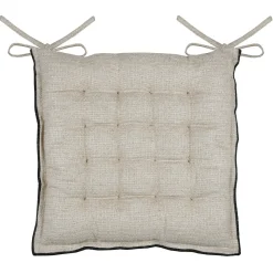 Galette de chaise en poly-lin avec finitions passepoil (38x38 cm - Naturel)
