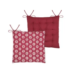 Galette de chaise esprit chalet traditionnel en coton (38x38 cm - Rouge)