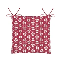 Galette de chaise esprit chalet traditionnel en coton (38x38 cm - Rouge)