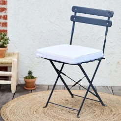 Galette de chaise extérieur imperméable et déhoussable MINORQUE (40x40 cm - Blanc)