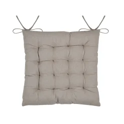 Galette de chaise feuillage - Effet matière en coton brodé (38x38 cm - Ecru)