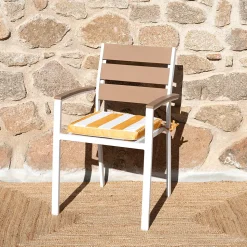 Galette de chaise imperméable déhoussable à rayures ARCACHON (40x40 cm - Jaune)