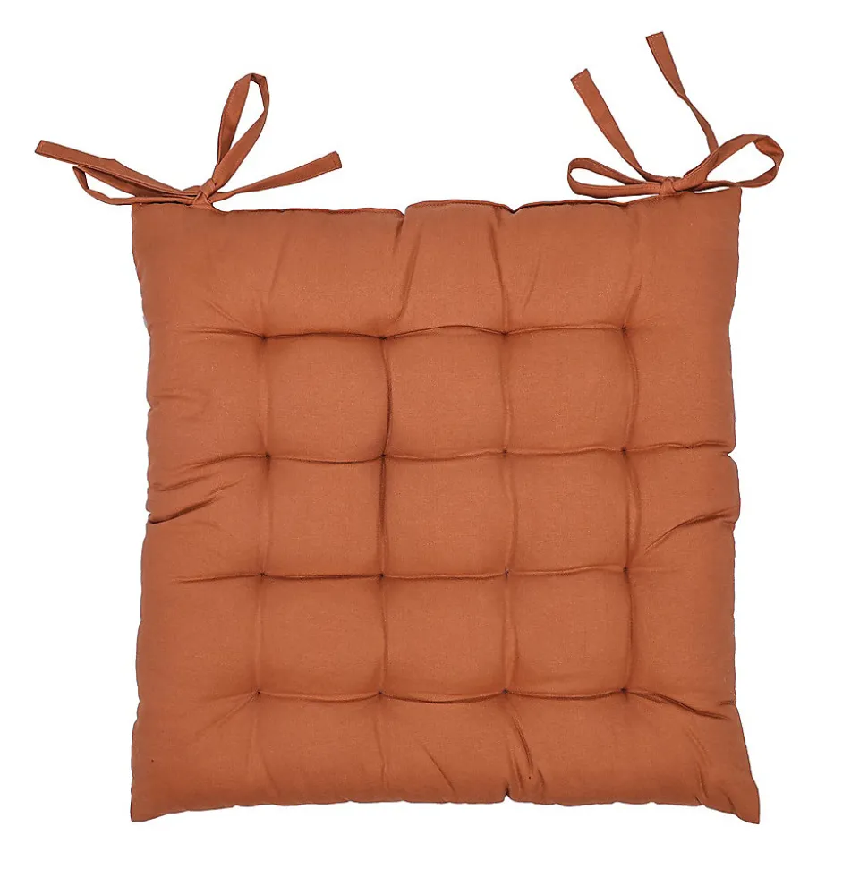 Galette de chaise orange terracotta L.45 x l.45 cm Ornami