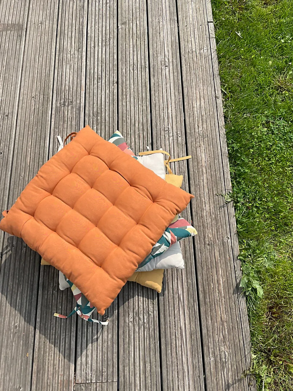 Galette de chaise orange terracotta L.45 x l.45 cm Ornami