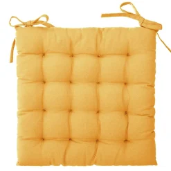 Galette de chaise Otto - coton - jaune ocre - 38x38 cm - Atmosphera