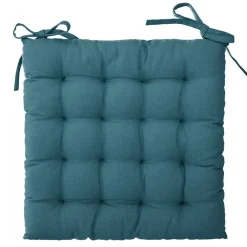 Galette de chaise Otto - coton - bleu canard - 38x38 cm - Atmosphera