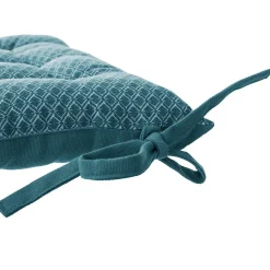 Galette de chaise Otto - coton - bleu canard - 38x38 cm - Atmosphera