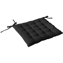 Galette de chaise piquée 16 points en coton et nouettes (38x38 cm - Gris anthracite)
