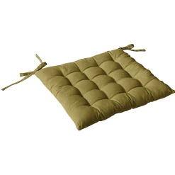 Galette de chaise piquée 16 points en coton et nouettes (38x38 cm - Bronze)