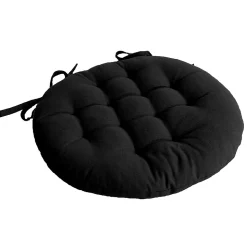 Galette de chaise piquée et ronde (38x38 cm - Noir)