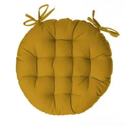 Galette de chaise ronde en coton jaune moutarde D38 cm - Atmosphera