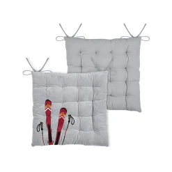 Galette de chaise ski en coton (38x38 cm - Gris)