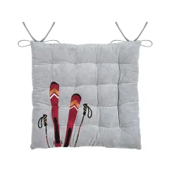 Galette de chaise ski en coton (38x38 cm - Gris)
