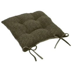 Galette de chaise Soana bouclette vert kaki 38x38cm - Atmosphera
