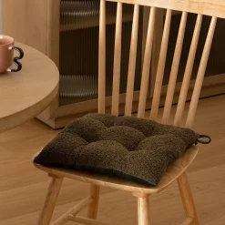 Galette de chaise Soana bouclette vert kaki 38x38cm - Atmosphera