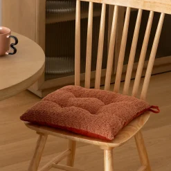 Galette de chaise Soana bouclette terracotta 38x38cm - Atmosphera