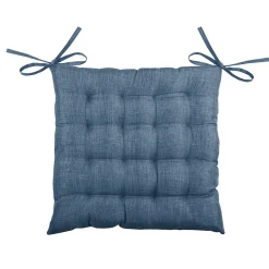 Galette de chaise unie en 16 points (40x40 cm - Bleu Foncé)