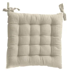 Galette piquée en coton recyclé (38x38 cm - Naturel)
