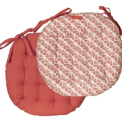 Galettes de Chaise Bicolores en lot de 6 - 40cm Dylrev en Terracotta et Uni