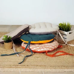 Galettes de Chaise Bicolores en lot de 6 - 40cm Dylrev en Terracotta et Uni