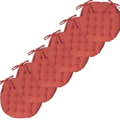 Galettes de Chaise Bicolores en lot de 6 - 40cm Dylrev en Terracotta et Uni