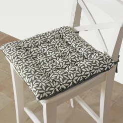 Galettes de Chaise Bicolores - lot de 2 - 40x40cm en Kaki Imprimé/Uni de DYLREV
