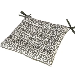 Galettes de Chaise Bicolores - lot de 2 - 40x40cm en Kaki Imprimé/Uni de DYLREV