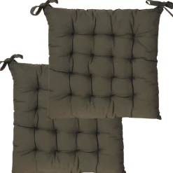 Galettes de Chaise Bicolores - lot de 2 - 40x40cm en Kaki Imprimé/Uni de DYLREV