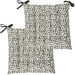 Galettes de Chaise Bicolores - lot de 2 - 40x40cm en Kaki Imprimé/Uni de DYLREV