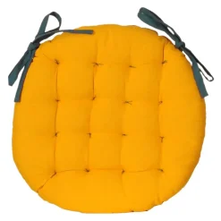 Galettes de Chaise Bicolores - lot de 2 - D.40cm - Bleu Canard et Moutarde, DYLREV