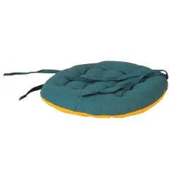 Galettes de Chaise Bicolores - lot de 2 - D.40cm - Bleu Canard et Moutarde, DYLREV