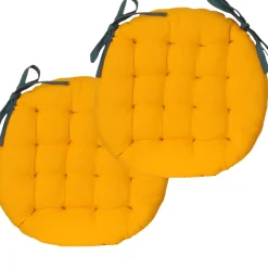 Galettes de Chaise Bicolores - lot de 2 - D.40cm - Bleu Canard et Moutarde, DYLREV
