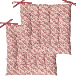 Galettes de Chaise Bicolores - lot de 2 - 40x40cm en Terracotta Imprimé et Uni, DYLREV