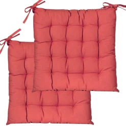 Galettes de Chaise Bicolores - lot de 2 - 40x40cm en Terracotta Imprimé et Uni, DYLREV