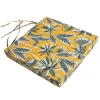 Gallette de chaise carré imperméable imprimé jungle jaune et vert L.38 x l.38 x ep.8cm Deco&co