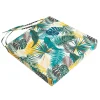 Gallette de chaise carré imperméable Palma feuillage tropical vert L.38 x l.38 x ep.8cm Deco&co