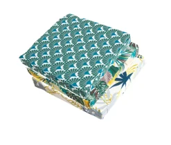 Gallette de chaise motif feuillage jaune et bleu L.38 x l.38 x ep.8cm Deco&co