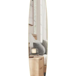 Grand miroir mural ovale design pleine longueur L.40 x H.160 cm cadre métal doré