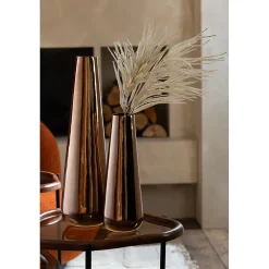 Grand vase de sol en aluminium doré 17x17x60 cm